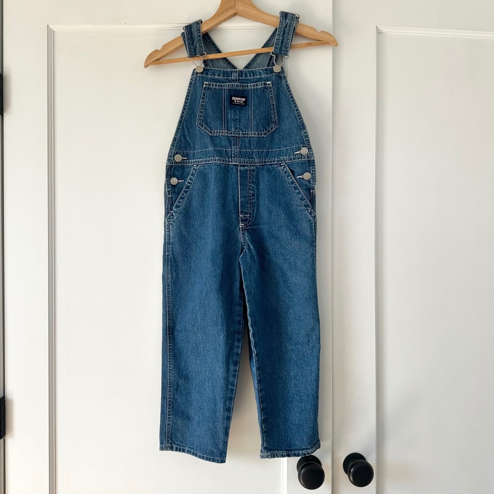 Vintage OshKosh B'Gosh Kids Denim Overalls Size 6 Vestbak Blue Jean Y2K
